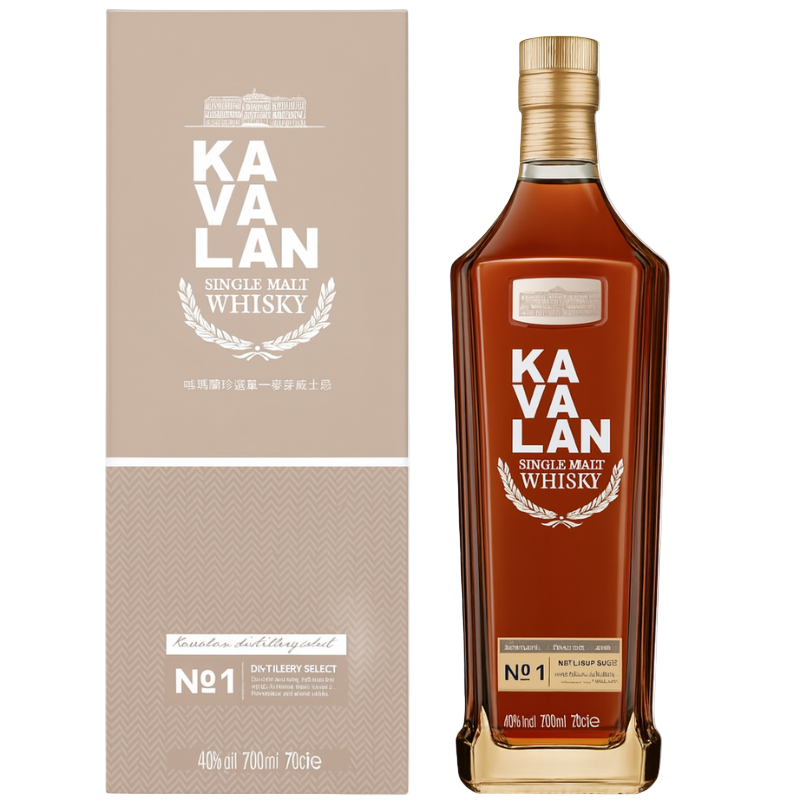 Kavalan single malt whisky bottle and box