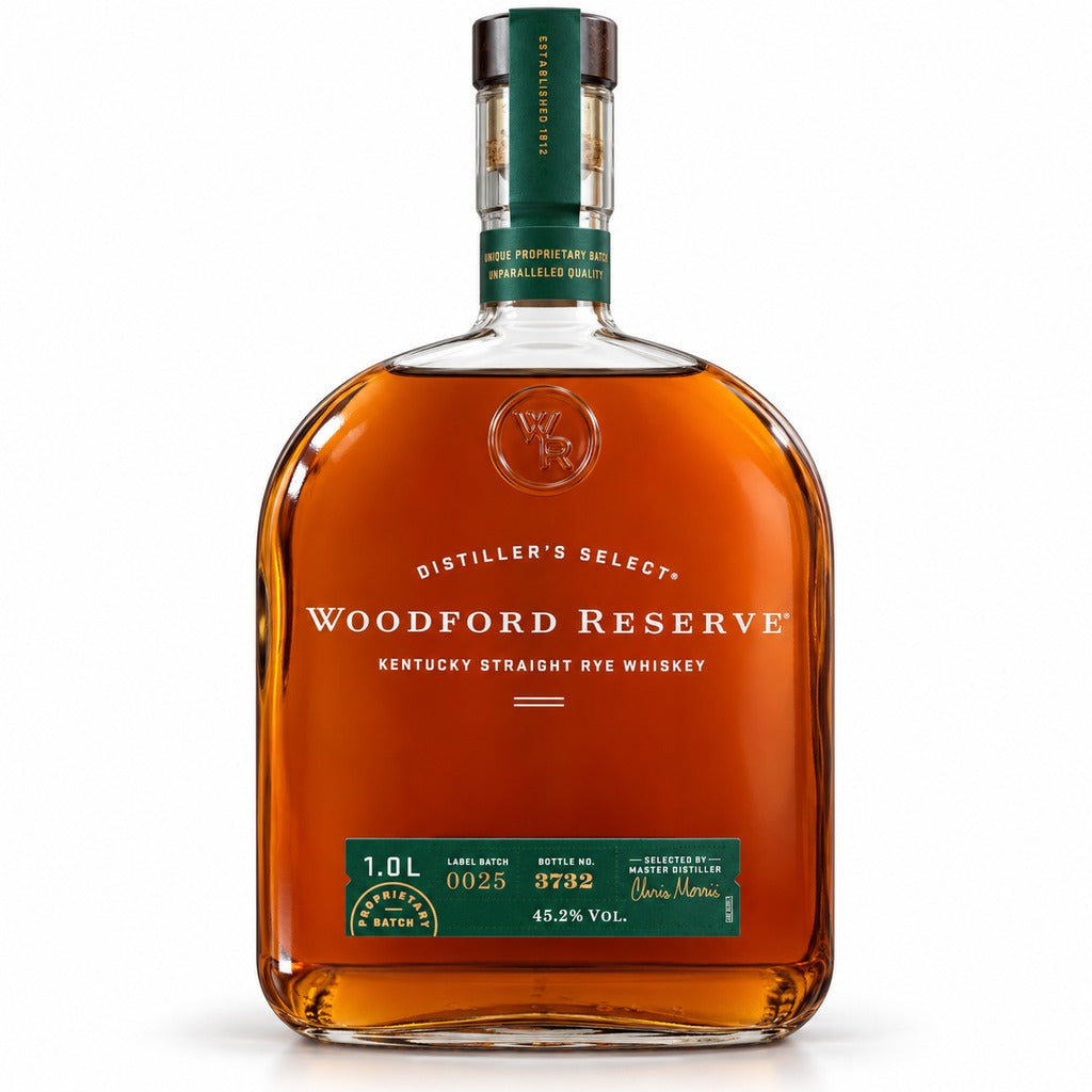 Woodford Reserve Kentucky Straight Rye Whiskey bottle, 1.0L.