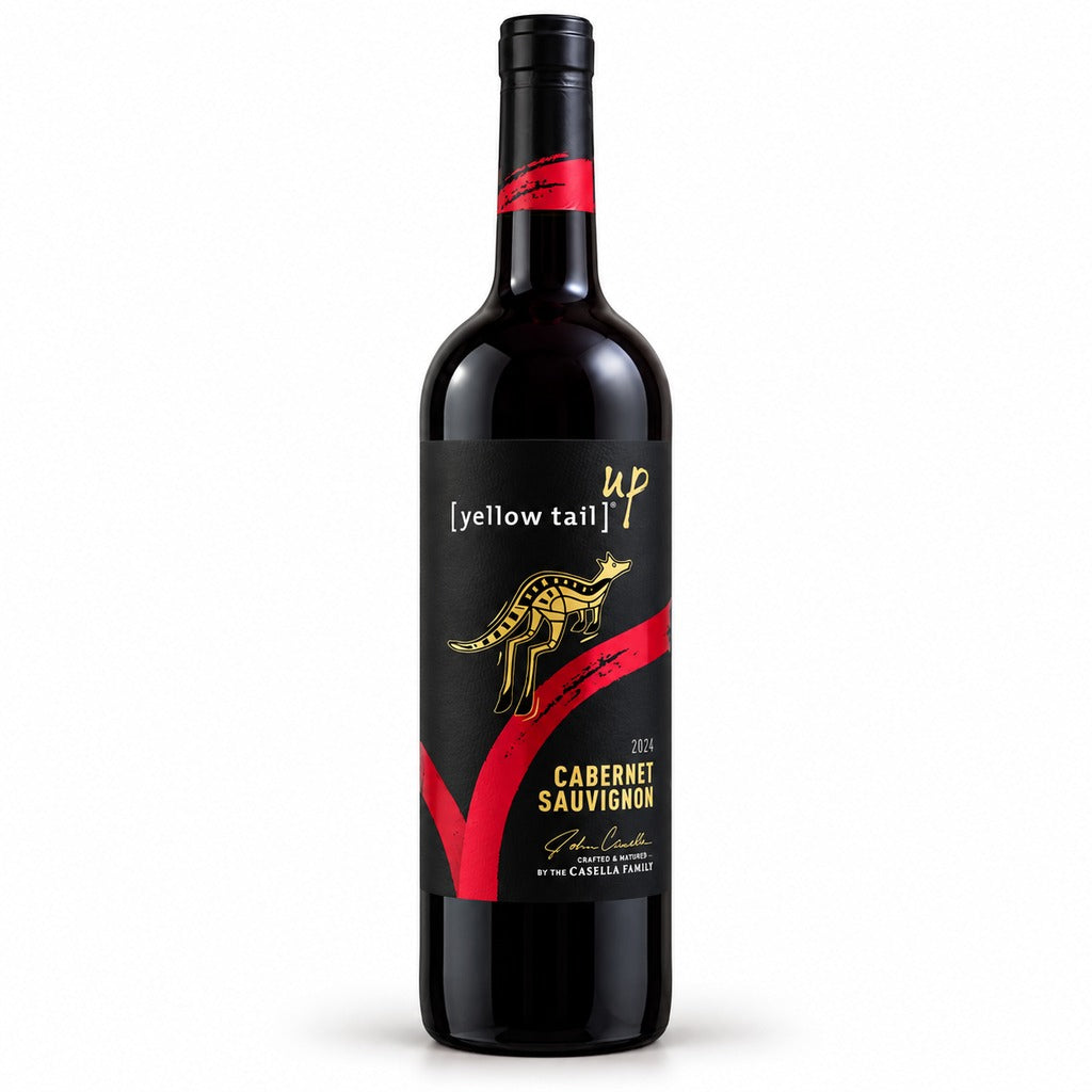 Bottle of Yellow Tail Up Cabernet Sauvignon 2024 750ml on a white background