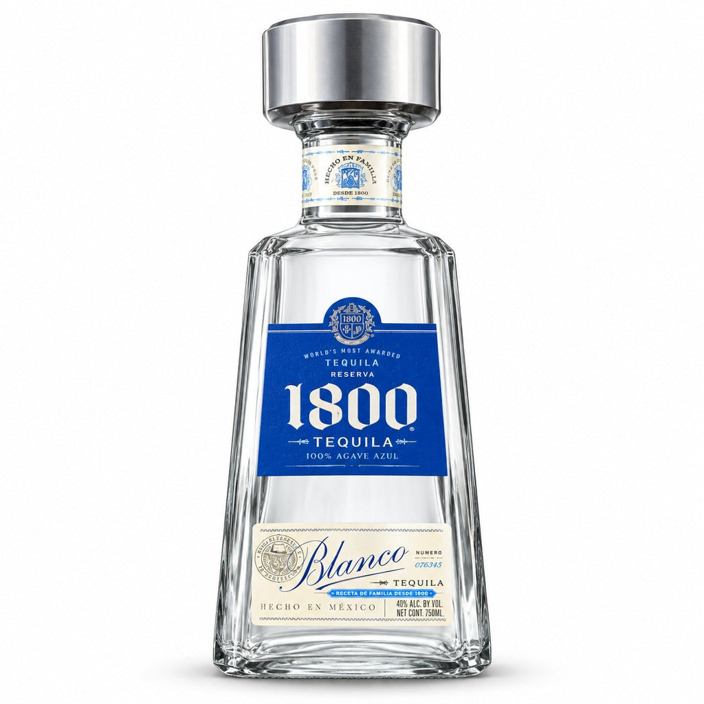 1800 Tequila Blanco 100% Agave Azul bottle, 750ml.