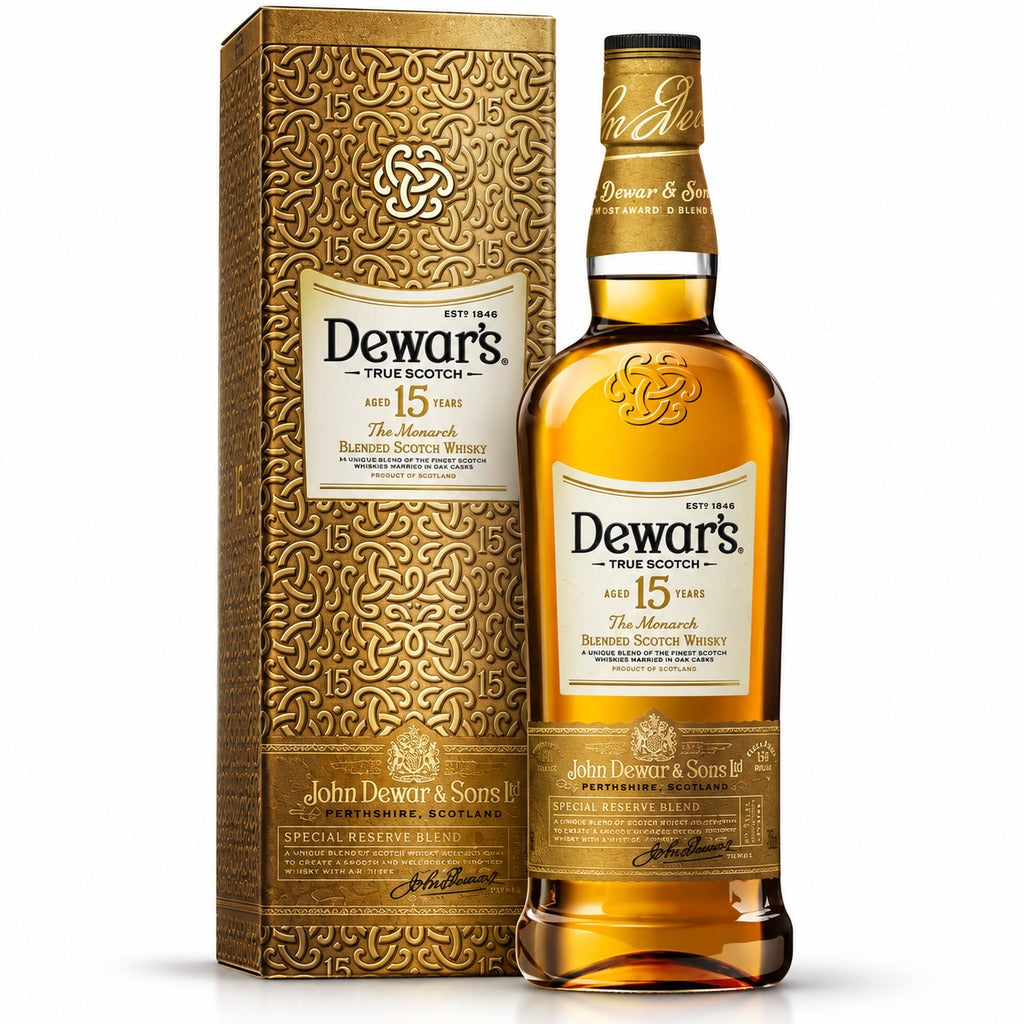 Dewar's 15 Year Old The Monarch Blended Scotch Whisky bottle and gift box, 750ml.