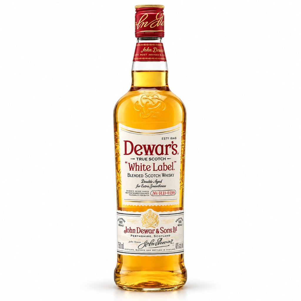 Dewar's White Label Blended Scotch Whisky bottle, 750ml.