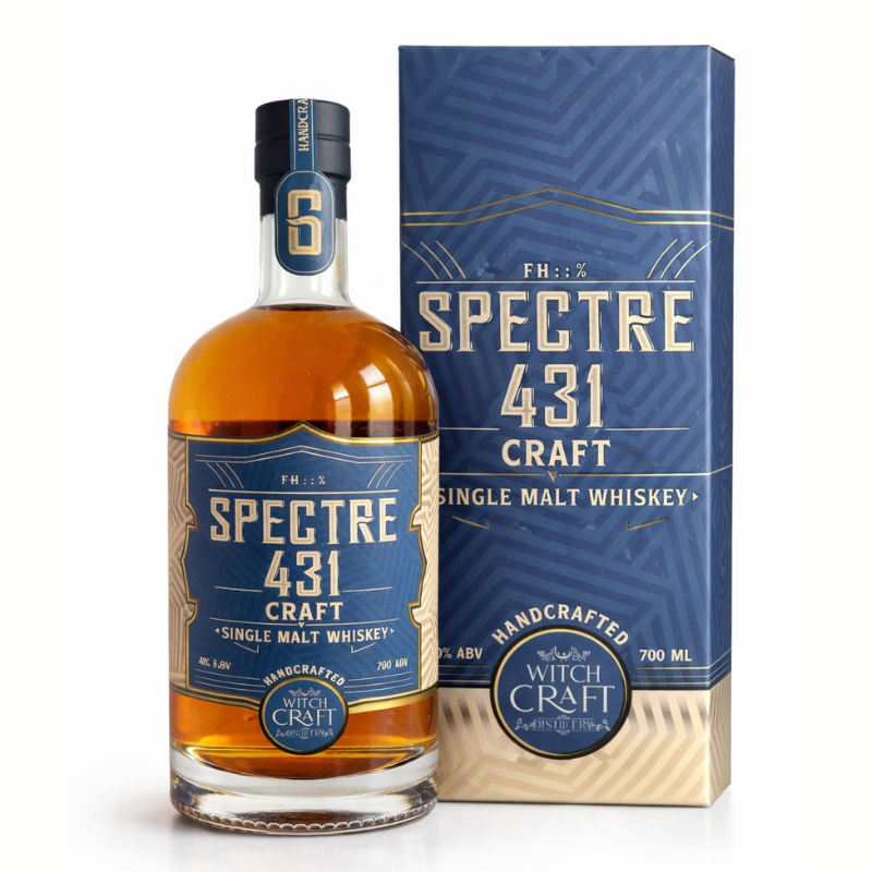 Spectre 431 Craft Single Malt Whiskey 700ml bottle and box on white background