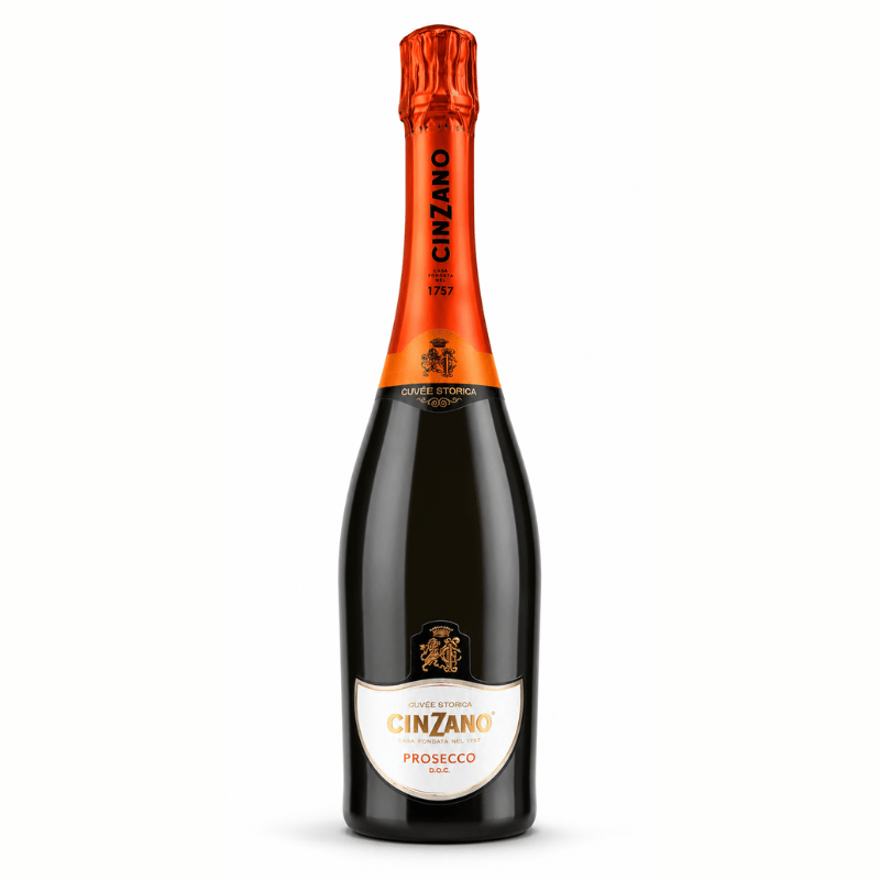 Bottle of Cinzano Prosecco on a white background