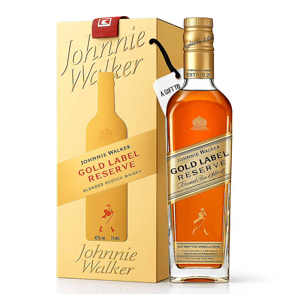 Johnnie Walker Gold Label Reserve bottle and packaging on a white background