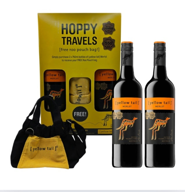 Yellow Tail Merlot Pack with Roo pouch bag