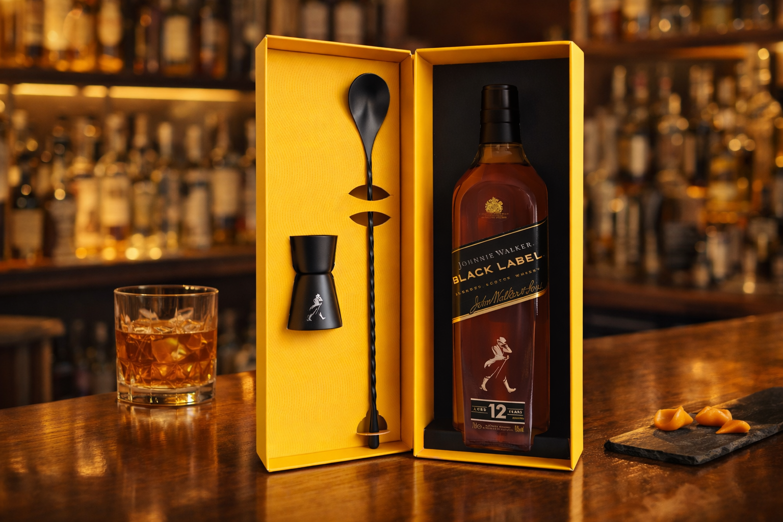 Johnnie Walker Black Label 12 Year Old Gift Set | 750ml Blended Scotch Whisky