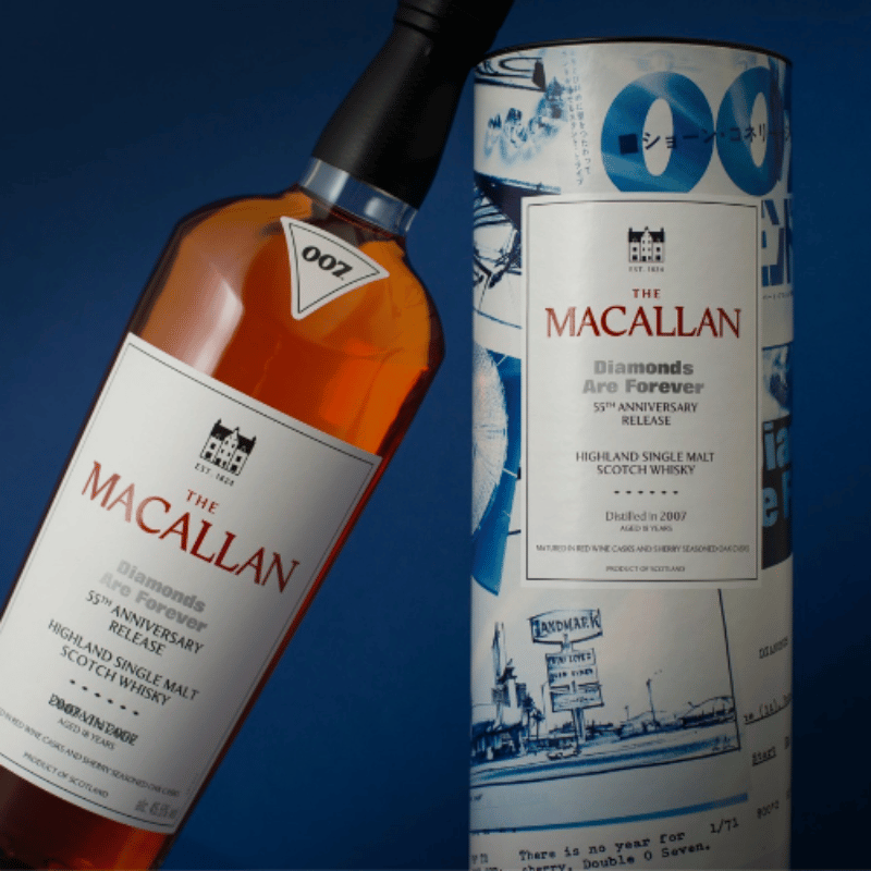 The Macallan Diamonds Are Forever 55th Anniversary whisky with collector presentation box